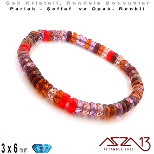 Çek Kristal Rondela Boncuk - 3x6 mm - Karışık Renk (Vineyard) - 60 Adet