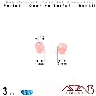 Çek Kristal Boncuk - Fire Polish - Yuvarlak - 3 mm - Light Pink - 48 Adet