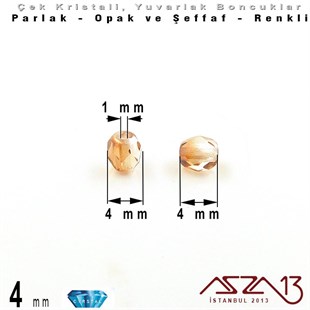 Çek Kristal Boncuk - Fire Polish - Yuvarlak - 4 mm - Light Topaz - 48 Adet