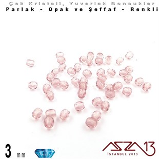 Çek Kristal Boncuk - Fire Polish - Yuvarlak - 3 mm - Light Violet - 48 Adet