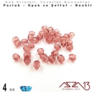 Çek Kristal Boncuk - Fire Polish - Yuvarlak - 4 mm - Light Amethyst - 48 Adet