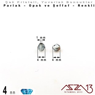 Çek Kristal Boncuk - Fire Polish - Yuvarlak - 4 mm - Indian Sapphire AB- 48 Adet