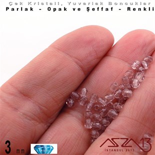 Çek Kristal Boncuk - Fire Polish - Yuvarlak - 3 mm - Light Violet - 48 Adet