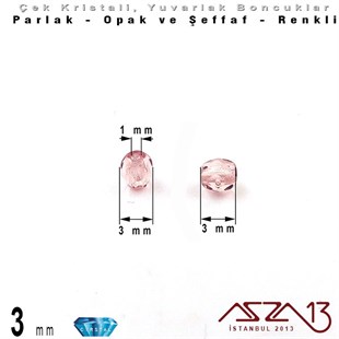 Çek Kristal Boncuk - Fire Polish - Yuvarlak - 3 mm - Light Violet - 48 Adet
