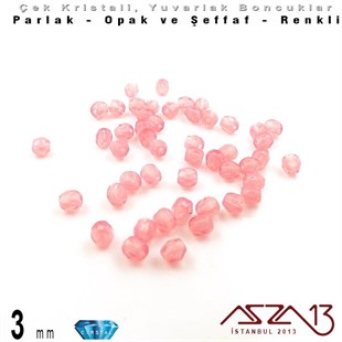 Çek Kristal Boncuk - Fire Polish - Yuvarlak - 3 mm - Light Pink - 48 Adet