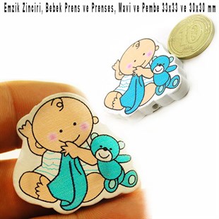 Kız ve Erkek Bebek 33-30 x 33-30 mm, Pembe ve Mavi, Ahşap Boncuk / Paket İçeriği 1 Adet