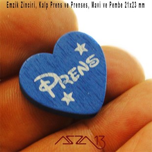 Prens ve Prenses Kalp 21x23 mm, Pembe ve Mavi, Ahşap Boncuk / Paket İçeriği 1 Adet