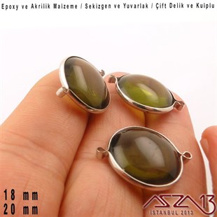 18 ve 20 mm - Epoxy ve Akrilik Malzeme - Çift Kulp ve Çift Delik - Yassı Yuvarlak ve Sekizgen Boncuk / 6 ve 16 Adet