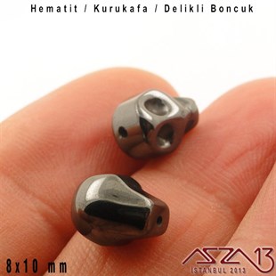 8x10 mm - Hematit - Kurukafa - Delikli Boncuk / 1 Adet