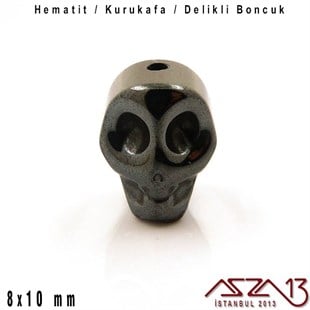 8x10 mm - Hematit - Kurukafa - Delikli Boncuk / 1 Adet
