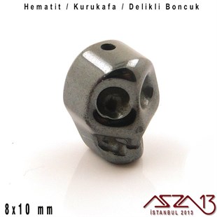 8x10 mm - Hematit - Kurukafa - Delikli Boncuk / 1 Adet