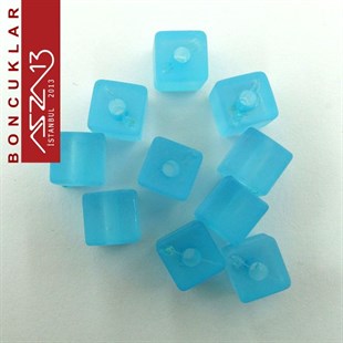 8x8 mm, Epoxy, Mavi Küp Boncuk / Paket İçeriği 10 Adet