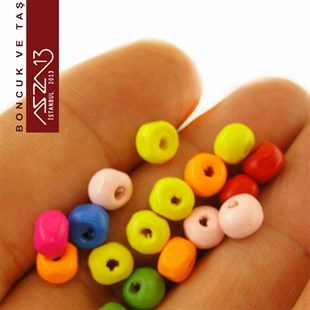 Basık Yuvarlak 5x8 mm, Karışık Renkli, Ahşap Boncuk (20,0 Gr) / Paket İçeriği 260 Adet