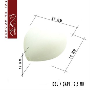 Beyaz Silikon 19x20 mm Kalp Boncuk / Paket İçeriği 1 Adet
