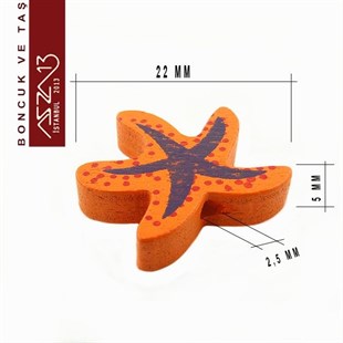 Deniz Yıldızı 22x22 mm, Ahşap Boncuk (3,6 Gr) / Paket İçeriği 6 Adet