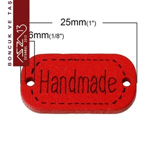 Dikdörtgen 13x25 mm, Ahşap Handmade Etiket (2,6 Gr) / Paket İçeriği 5 Adet