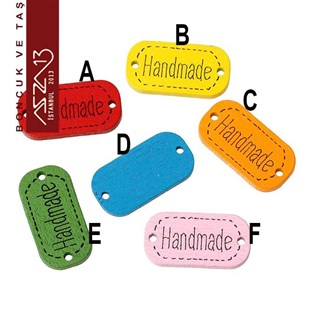 Dikdörtgen 13x25 mm, Ahşap Handmade Etiket (2,6 Gr) / Paket İçeriği 5 Adet