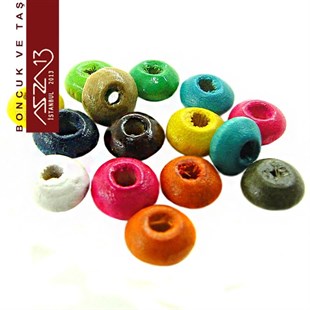 Disk 3x6 mm, Karışık Renkli, Ahşap Boncuk (10 Gr) / 220 Adet