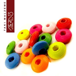Disk 4x10 mm, Karışık Renkli, Ahşap Boncuk / Paket İçeriği 20 Adet