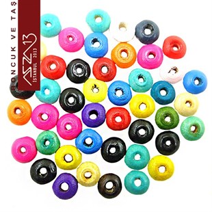 Disk 4x8 mm, Karışık Renkli, Ahşap Boncuk (10,0 Gr) / Paket İçeriği 130 Adet