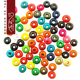 Disk 3x5 mm, Karışık Renkli, Ahşap Boncuk (10,0 Gr) / 240 Adet
