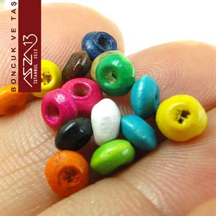 Disk 3x5 mm, Karışık Renkli, Ahşap Boncuk (10,0 Gr) / 240 Adet