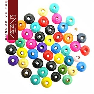 Disk 4x7 mm, Karışık Renkli, Ahşap Boncuk (10 Gr) / Paket İçeriği 200 Adet