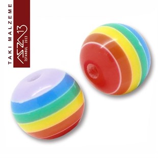 Gökkuşağı10 mm Yuvarlak Epoksi Boncuk / Paket İçeriği 10 Adet