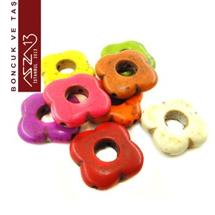 Havlit Taşı 19 mm Çiçek Çerçeve Boncuk / Paket İçeriği 1 Adet