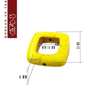 Havlit Taşı 20 mm Kare Çerçeve Boncuk / Paket İçeriği 1 Adet