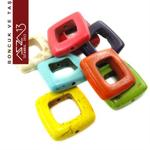 Havlit Taşı 20 mm Kare Çerçeve Boncuk / Paket İçeriği 1 Adet