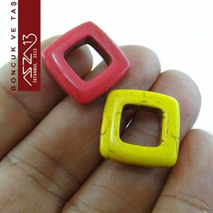 Havlit Taşı 20 mm Kare Çerçeve Boncuk / Paket İçeriği 1 Adet