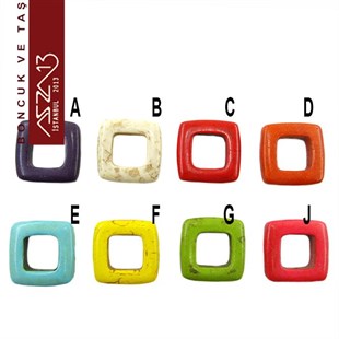 Havlit Taşı 20 mm Kare Çerçeve Boncuk / Paket İçeriği 1 Adet