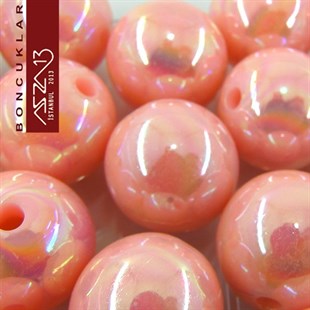 Janjanlı Pembe, Akrilik, 20 mm Yuvarlak Boncuk / Paket İçeriği 1 Adet