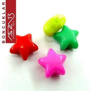 Karışık Renkli 12 mm Yıldız Boncuk / Paket İçeriği 40 Adet