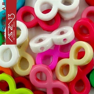 Karışık Renkli 10x20 mm Sonsuzluk Boncuk / Paket İçeriği 38 Adet