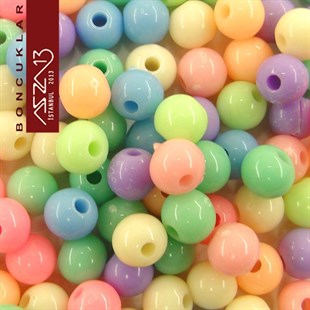 Karışık Pastel Renk, Akrilik, 6 mm Yuvarlak Boncuk (50 gr) / Paket İçeriği 460 Adet