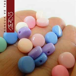 Karışık Pastel Renk, Akrilik, 6 mm Yassı Yuvarlak Boncuk (25 gr) / Paket İçeriği 260 Adet