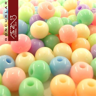 Karışık Pastel Renk, Akrilik, 6 mm Yuvarlak Boncuk (50 gr) / Paket İçeriği 460 Adet