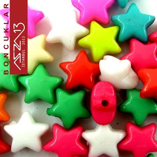 Karışık Renkli 12 mm Yıldız Boncuk / Paket İçeriği 40 Adet
