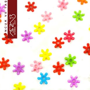 Karışık Renk, Akrilik, 7 mm Kar Tanesi Boncuk (25 gr) / Paket İçeriği 550 Adet