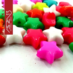 Karışık Renkli 12 mm Yıldız Boncuk / Paket İçeriği 40 Adet