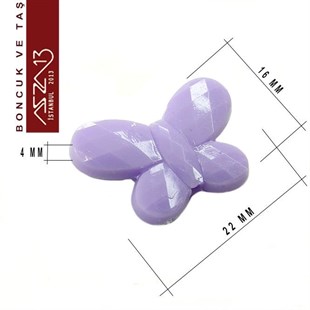 Karışık Pastel Renk, Akrilik, 16x22 mm Kelebek Boncuk (50 gr) / Paket İçeriği 55 Adet