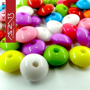 Karışık Renkli 10 mm Disk Boncuk / Paket İçeriği 60 Adet