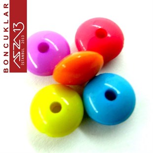 Karışık Renkli 10 mm Disk Boncuk / Paket İçeriği 60 Adet