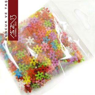 Karışık Renk, Akrilik, 7 mm Kar Tanesi Boncuk (25 gr) / Paket İçeriği 550 Adet