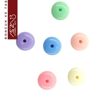 Karışık Pastel Renk, Akrilik, 10 mm Disk Boncuk (50 gr) / Paket İçeriği 100 Adet