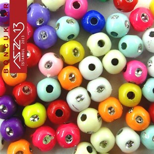 Kristal Taşlı 4 mm Yuvarlak Boncuk / Paket İçeriği 200 Adet