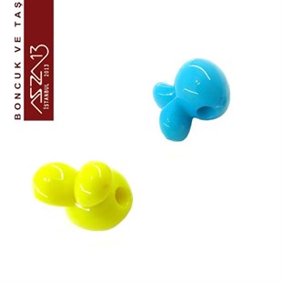 Mavi-Yeşil-Sarı, Akrilik, 16x16 mm Tavşan Boncuk (10 gr) / Paket İçeriği 6 Adet