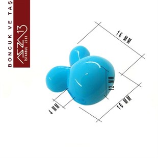 Mavi-Yeşil-Sarı, Akrilik, 16x16 mm Tavşan Boncuk (10 gr) / Paket İçeriği 6 Adet